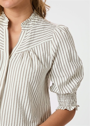 Diana crepe stripe bluse Brown Neo Noir 